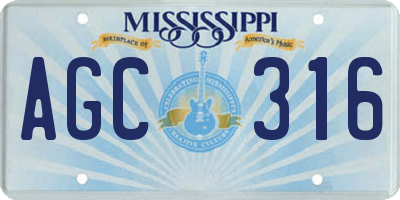 MS license plate AGC316