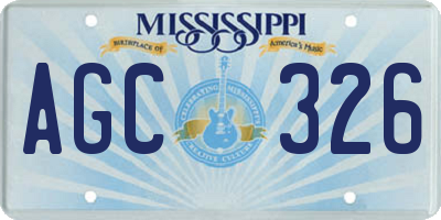 MS license plate AGC326