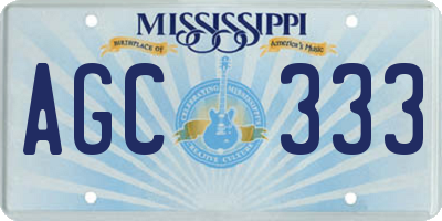 MS license plate AGC333