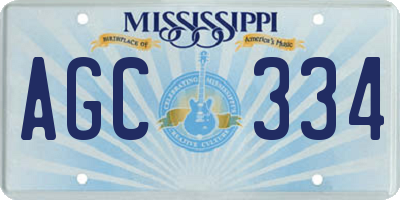 MS license plate AGC334