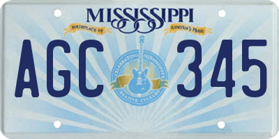 MS license plate AGC345