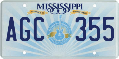 MS license plate AGC355