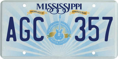 MS license plate AGC357