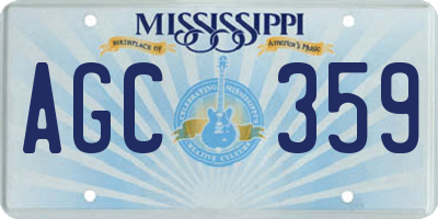 MS license plate AGC359