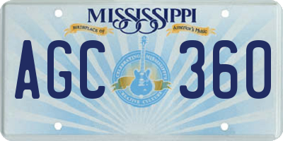 MS license plate AGC360