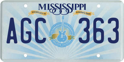 MS license plate AGC363