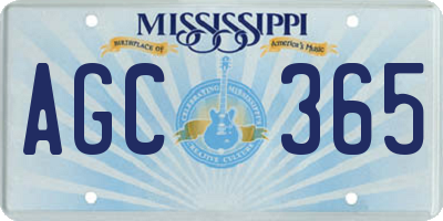 MS license plate AGC365
