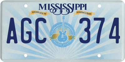 MS license plate AGC374