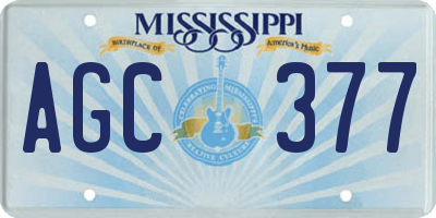 MS license plate AGC377