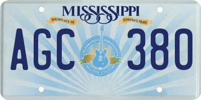MS license plate AGC380