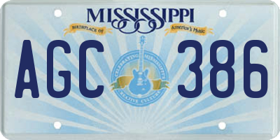 MS license plate AGC386