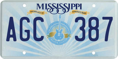 MS license plate AGC387