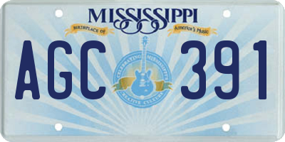 MS license plate AGC391
