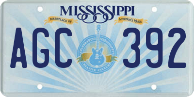MS license plate AGC392