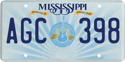 MS license plate AGC398