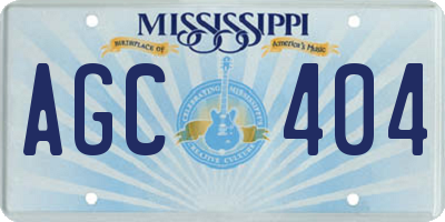 MS license plate AGC404