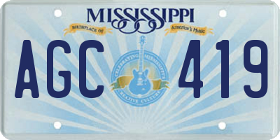 MS license plate AGC419