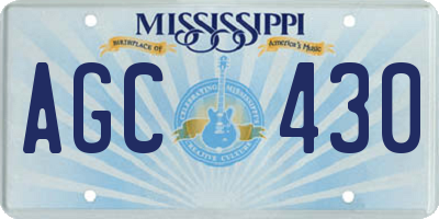 MS license plate AGC430