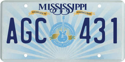MS license plate AGC431
