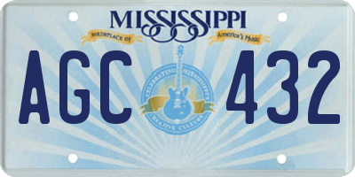 MS license plate AGC432