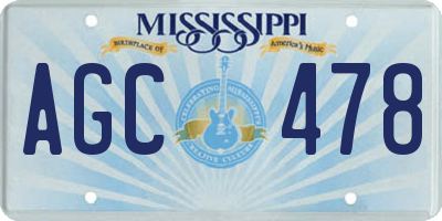 MS license plate AGC478