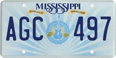 MS license plate AGC497