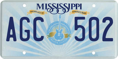 MS license plate AGC502
