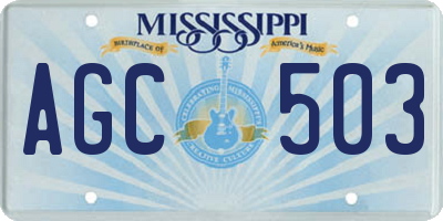 MS license plate AGC503