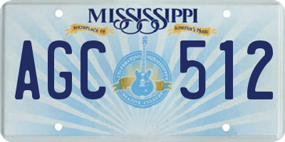 MS license plate AGC512