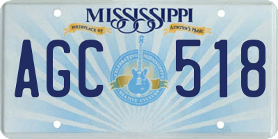 MS license plate AGC518