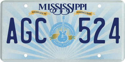 MS license plate AGC524