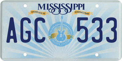 MS license plate AGC533