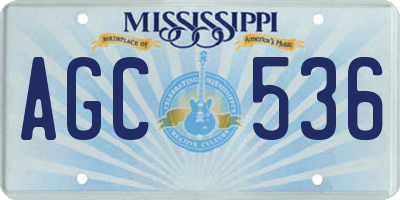 MS license plate AGC536