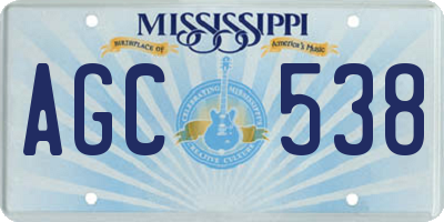 MS license plate AGC538