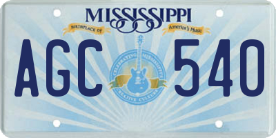MS license plate AGC540