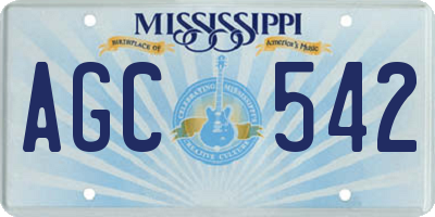 MS license plate AGC542