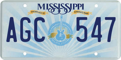 MS license plate AGC547