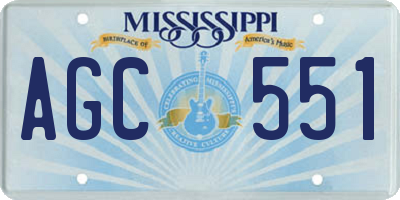 MS license plate AGC551