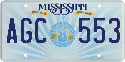 MS license plate AGC553