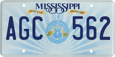 MS license plate AGC562