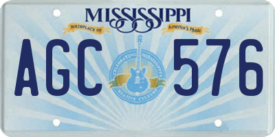 MS license plate AGC576