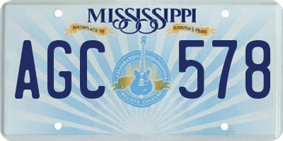MS license plate AGC578