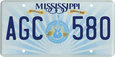 MS license plate AGC580