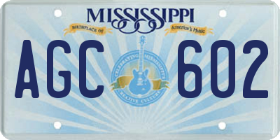 MS license plate AGC602