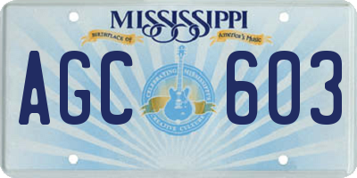 MS license plate AGC603