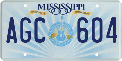 MS license plate AGC604