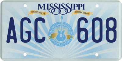 MS license plate AGC608