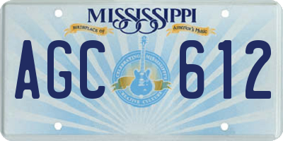 MS license plate AGC612