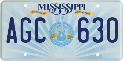 MS license plate AGC630