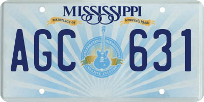 MS license plate AGC631